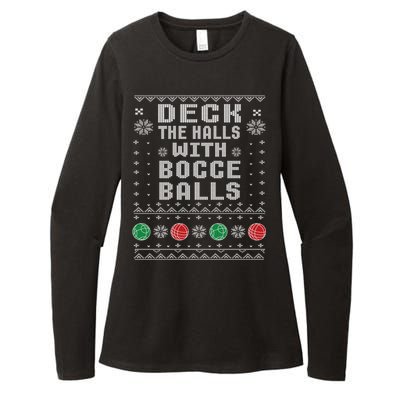 Bocce Balls Ugly Christmas Pattern Italian Gift Womens CVC Long Sleeve Shirt