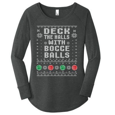 Bocce Balls Ugly Christmas Pattern Italian Gift Women's Perfect Tri Tunic Long Sleeve Shirt