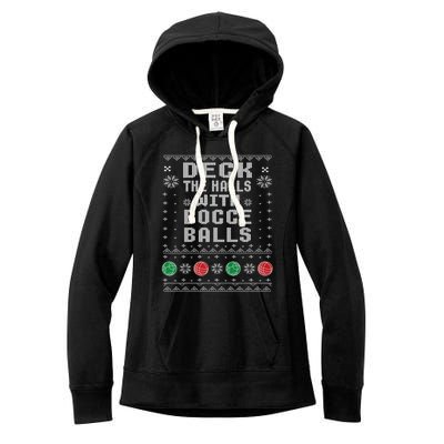 Bocce Balls Ugly Christmas Pattern Italian Gift Women's Fleece Hoodie