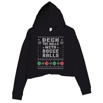 Bocce Balls Ugly Christmas Pattern Italian Gift Crop Fleece Hoodie