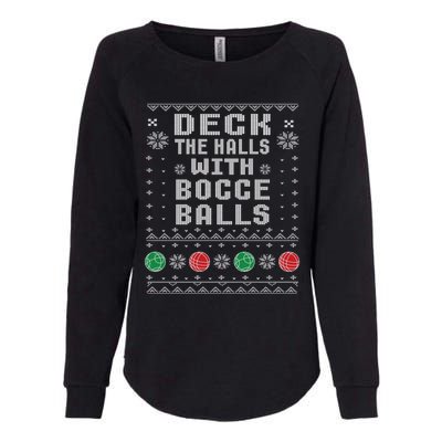 Bocce Balls Ugly Christmas Pattern Italian Gift Womens California Wash Sweatshirt