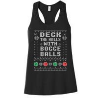 Bocce Balls Ugly Christmas Pattern Italian Gift Women's Racerback Tank