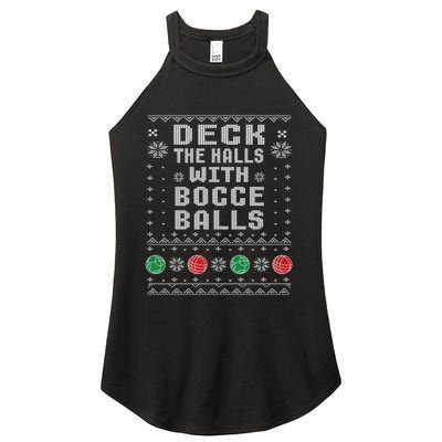 Bocce Balls Ugly Christmas Pattern Italian Gift Women’s Perfect Tri Rocker Tank