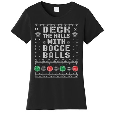 Bocce Balls Ugly Christmas Pattern Italian Gift Women's T-Shirt