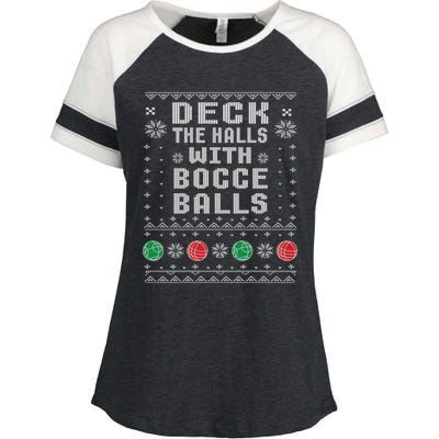 Bocce Balls Ugly Christmas Pattern Italian Gift Enza Ladies Jersey Colorblock Tee