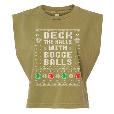 Bocce Balls Ugly Christmas Pattern Italian Gift Garment-Dyed Women's Muscle Tee