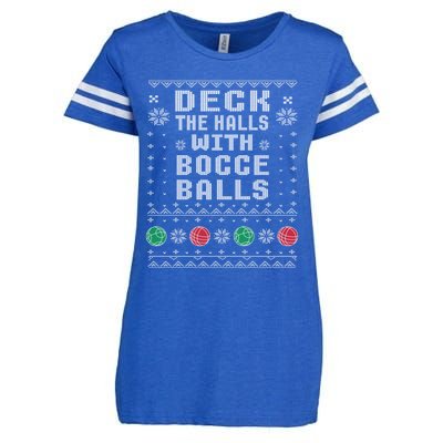 Bocce Balls Ugly Christmas Pattern Italian Gift Enza Ladies Jersey Football T-Shirt