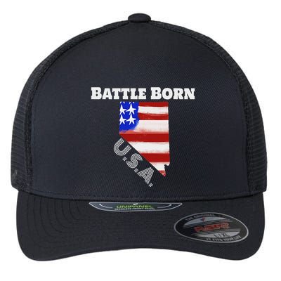 Battle Born Usa Nevada State Flexfit Unipanel Trucker Cap