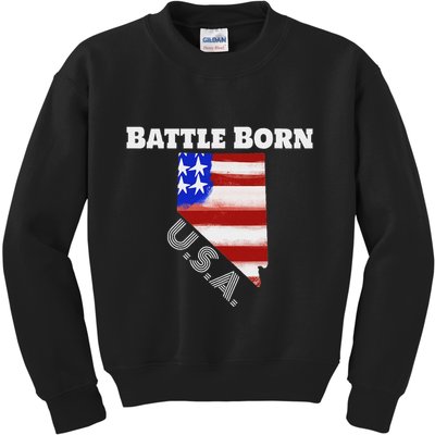 Battle Born Usa Nevada State Kids Sweatshirt