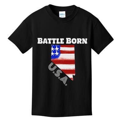 Battle Born Usa Nevada State Kids T-Shirt