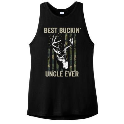 Best Buckin Uncle Ever Whitetail Buck Deer USA ON BACK Ladies PosiCharge Tri-Blend Wicking Tank