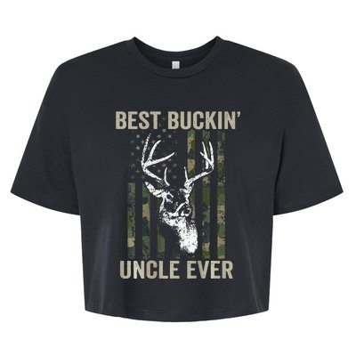 Best Buckin Uncle Ever Whitetail Buck Deer USA ON BACK Bella+Canvas Jersey Crop Tee