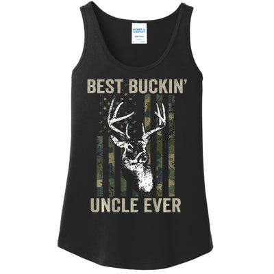 Best Buckin Uncle Ever Whitetail Buck Deer USA ON BACK Ladies Essential Tank