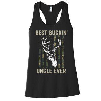 Best Buckin Uncle Ever Whitetail Buck Deer USA ON BACK Women's Racerback Tank