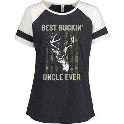 Best Buckin Uncle Ever Whitetail Buck Deer USA ON BACK Enza Ladies Jersey Colorblock Tee