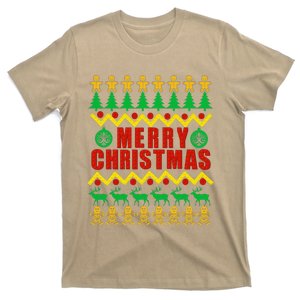 Building Bricks Ugly Sweater Style Merry Christmas Matching T-Shirt