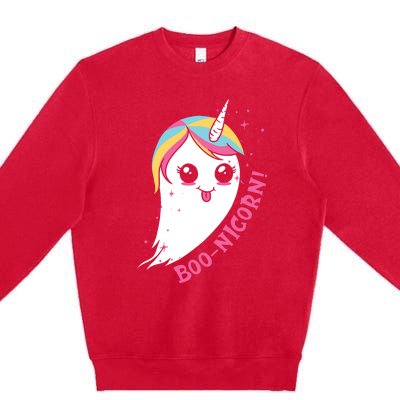 Boonicorn BooNicorn Unicorn Ghost Funny Cute Halloween Boo! Gift Premium Crewneck Sweatshirt