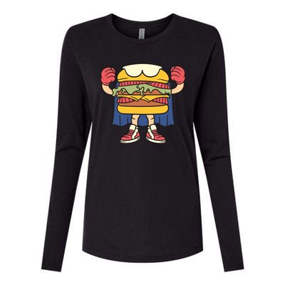 Burger Womens Cotton Relaxed Long Sleeve T-Shirt