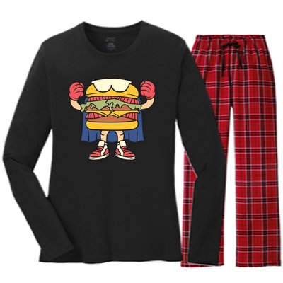 Burger Women's Long Sleeve Flannel Pajama Set 