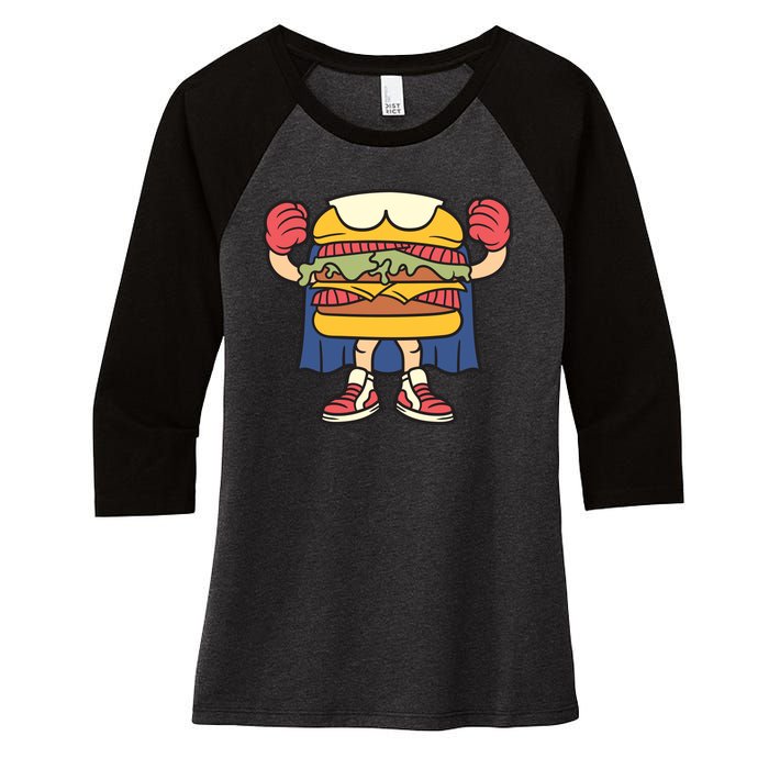 Burger Women's Tri-Blend 3/4-Sleeve Raglan Shirt