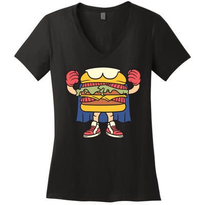 Burger Women's V-Neck T-Shirt