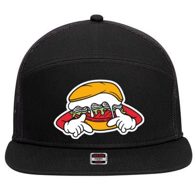 Burger 7 Panel Mesh Trucker Snapback Hat