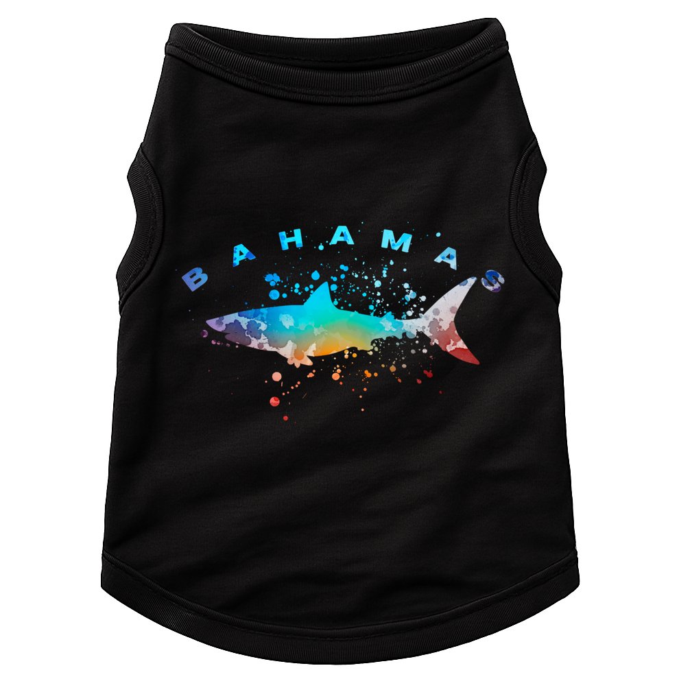 Bahamas Beach Vacation Great White Shark Art Vintage Graphic Gift Doggie Tank