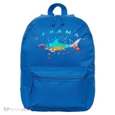 Bahamas Beach Vacation Great White Shark Art Vintage Graphic Gift 16 in Basic Backpack