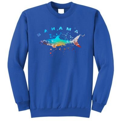 Bahamas Beach Vacation Great White Shark Art Vintage Graphic Gift Tall Sweatshirt