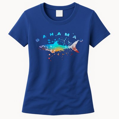 Bahamas Beach Vacation Great White Shark Art Vintage Graphic Gift Womens T-Shirt