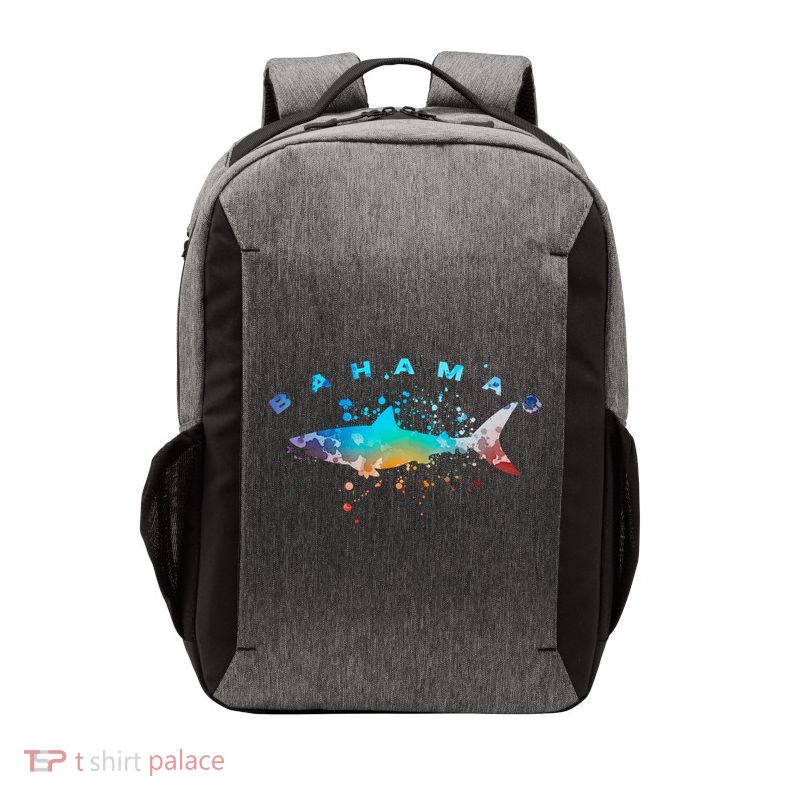 Bahamas Beach Vacation Great White Shark Art Vintage Graphic Gift Vector Backpack