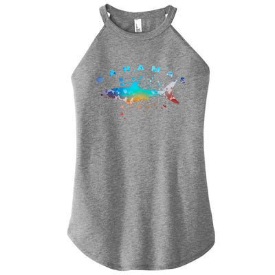 Bahamas Beach Vacation Great White Shark Art Vintage Graphic Gift Women’s Perfect Tri Rocker Tank