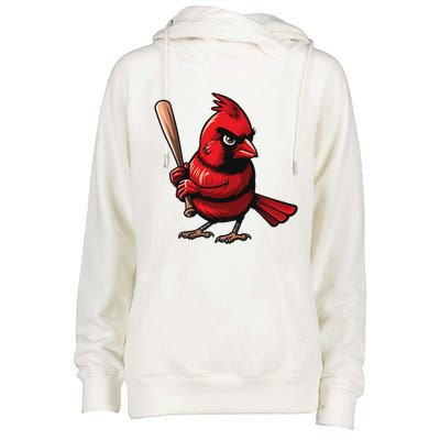 Baseball Bird Vintage Baseball Sports Fan Cardinal Womens Funnel Neck Pullover Hood