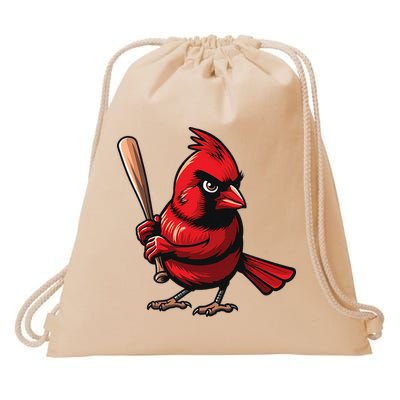 Baseball Bird Vintage Baseball Sports Fan Cardinal Drawstring Bag