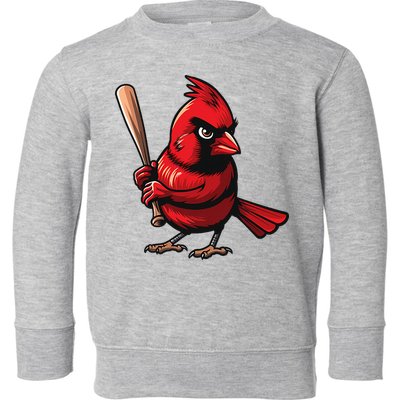 Baseball Bird Vintage Baseball Sports Fan Cardinal Toddler Sweatshirt