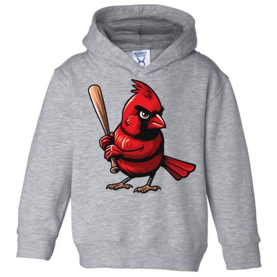 Baseball Bird Vintage Baseball Sports Fan Cardinal Toddler Hoodie