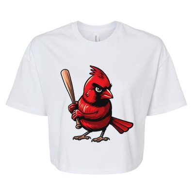 Baseball Bird Vintage Baseball Sports Fan Cardinal Bella+Canvas Jersey Crop Tee