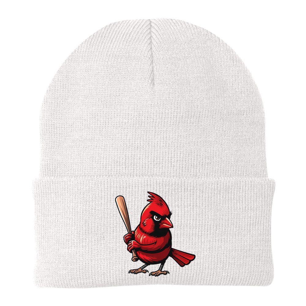 Baseball Bird Vintage Baseball Sports Fan Cardinal Beanie