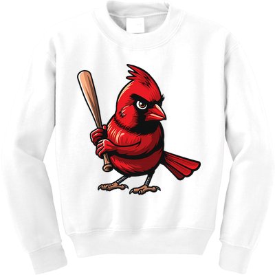 Baseball Bird Vintage Baseball Sports Fan Cardinal Kids Sweatshirt