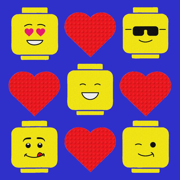 Building Bricks Valentine Hearts Blocks Button