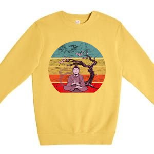 Buddha Buddhist Vajrayana Diwali Shavasana Tra Sunset Cute Gift Premium Crewneck Sweatshirt