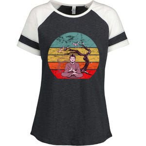 Buddha Buddhist Vajrayana Diwali Shavasana Tra Sunset Cute Gift Enza Ladies Jersey Colorblock Tee