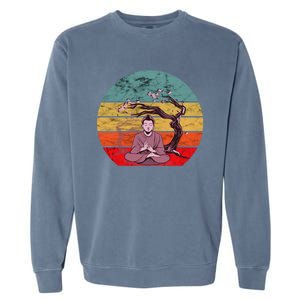 Buddha Buddhist Vajrayana Diwali Shavasana Tra Sunset Cute Gift Garment-Dyed Sweatshirt