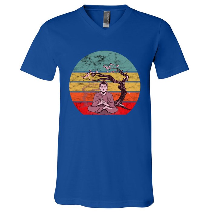 Buddha Buddhist Vajrayana Diwali Shavasana Tra Sunset Cute Gift V-Neck T-Shirt