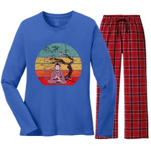 Buddha Buddhist Vajrayana Diwali Shavasana Tra Sunset Cute Gift Women's Long Sleeve Flannel Pajama Set 