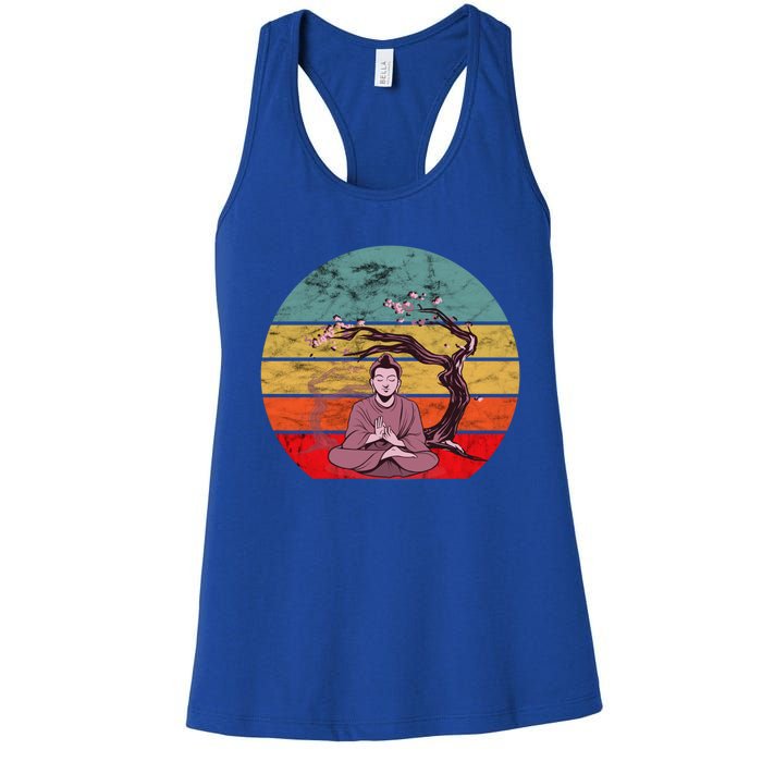 Buddha Buddhist Vajrayana Diwali Shavasana Tra Sunset Cute Gift Women's Racerback Tank