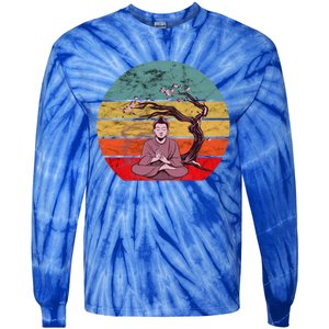 Buddha Buddhist Vajrayana Diwali Shavasana Tra Sunset Cute Gift Tie-Dye Long Sleeve Shirt