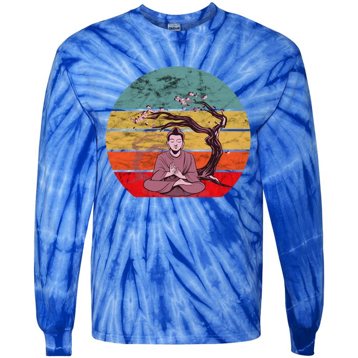 Buddha Buddhist Vajrayana Diwali Shavasana Tra Sunset Cute Gift Tie-Dye Long Sleeve Shirt