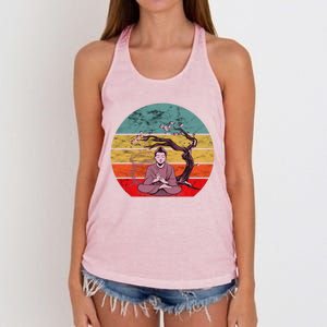 Buddha Buddhist Vajrayana Diwali Shavasana Tra Sunset Cute Gift Women's Knotted Racerback Tank