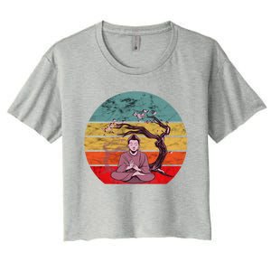 Buddha Buddhist Vajrayana Diwali Shavasana Tra Sunset Cute Gift Women's Crop Top Tee